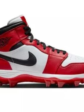 Jordan MID 1 TD Red Black /Gym Red" Men Footbal Cleat